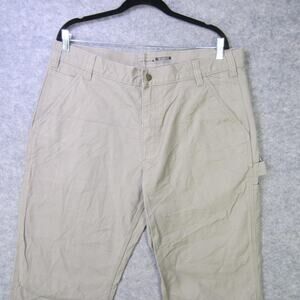 Carhartt Pants Mens 38x32 Khaki Relaxed Fit Workwear Utility Carpenter Cotton